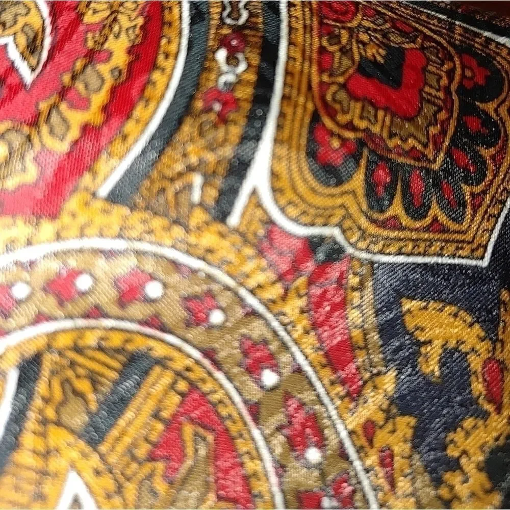 35 X 35 SILK  RED BLACK SCARF